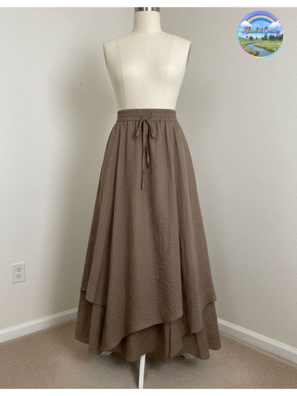 Renaissance Long Maxi Skirt A-Line Layered Elastic High Waist